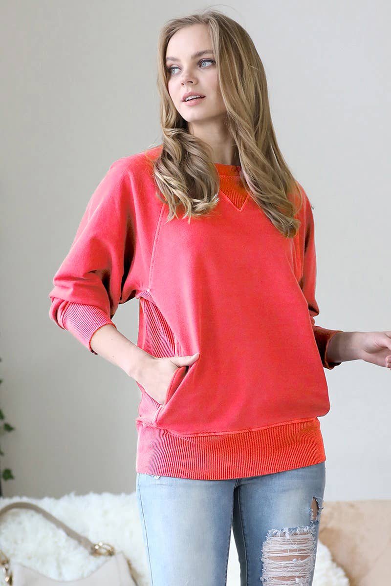 42POPS - Wholesale Sweatshirt - Women's - ',,,, Washed French Terry Pullover With Side Pockets45
