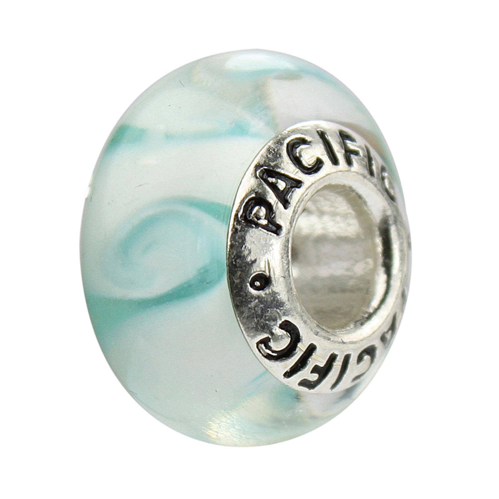 West Coast Jewelry - Wholesale Beads - Silver Murano Glass Bead - Cabana in the Sun0