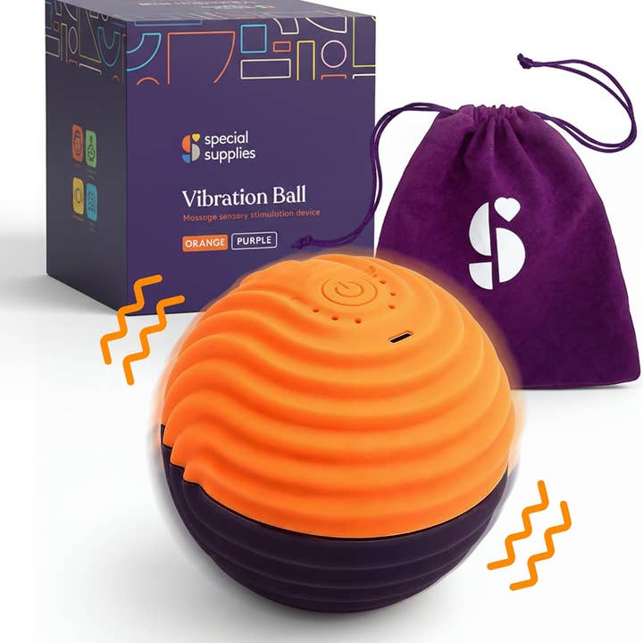 Special Supplies Sensory Massage Ball - Orange & Purple - 4 Vibration Modes, Tactile Stimulation, Stress Relief, Therapy & Sensory Tool for Kids and Adults for wholesale by Special Supplies