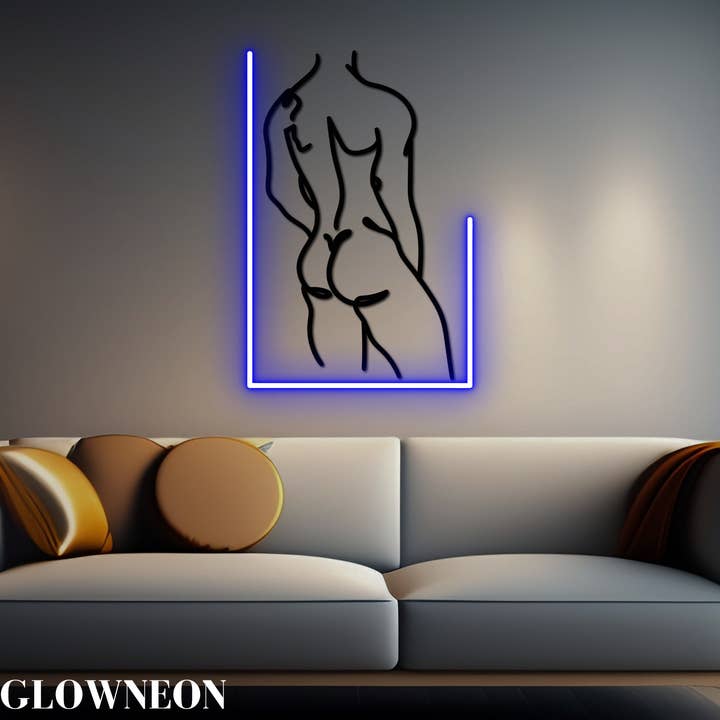 Glow Neon - Wholesale Neon Sign - Design Body Man One Line Art, Sexy Muscle Man Wall Art Decor