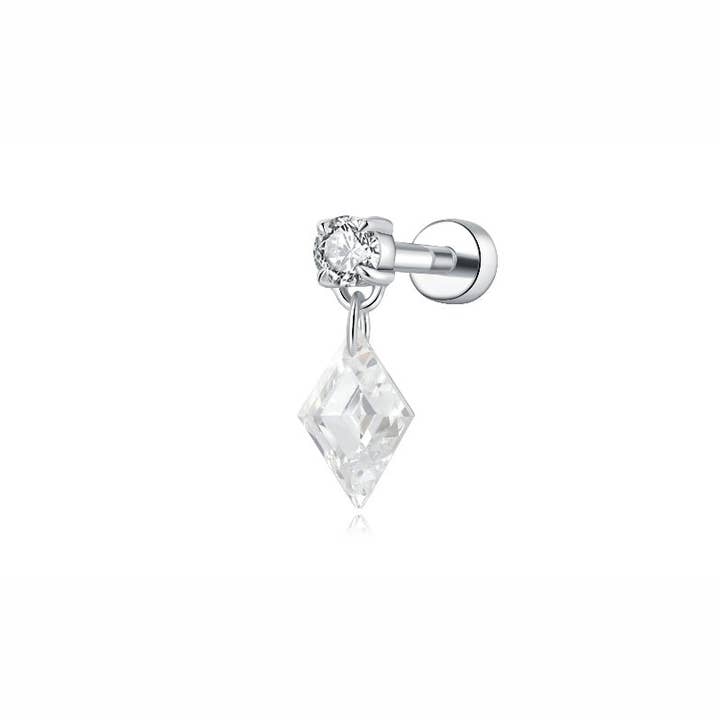Floating Lozenge Cut Diamond Threaded Stud Earring (Copy) for wholesale by LTM Jewels
