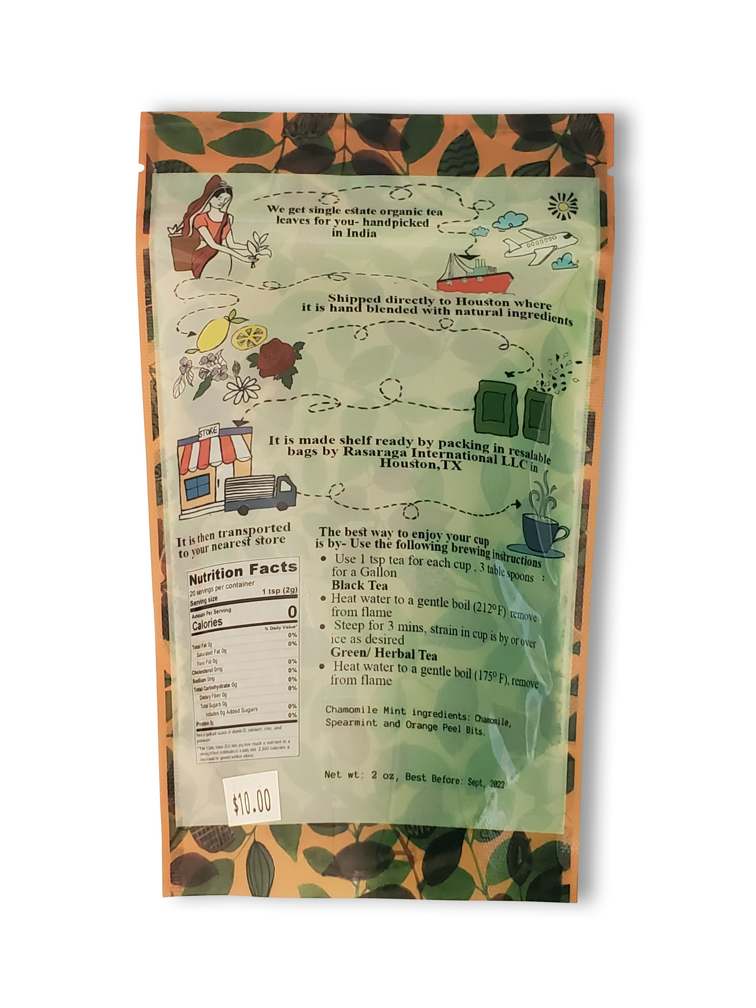 Trishnna Tea - Vendita all'ingrosso Tè sfusi - Tè Erboristico alla Camomilla e Menta - 2 OZ5