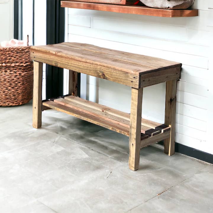 Intrinsic Haven – wholesale Bench – Farmhouse Rustic 1-Shelf Entryway Bench