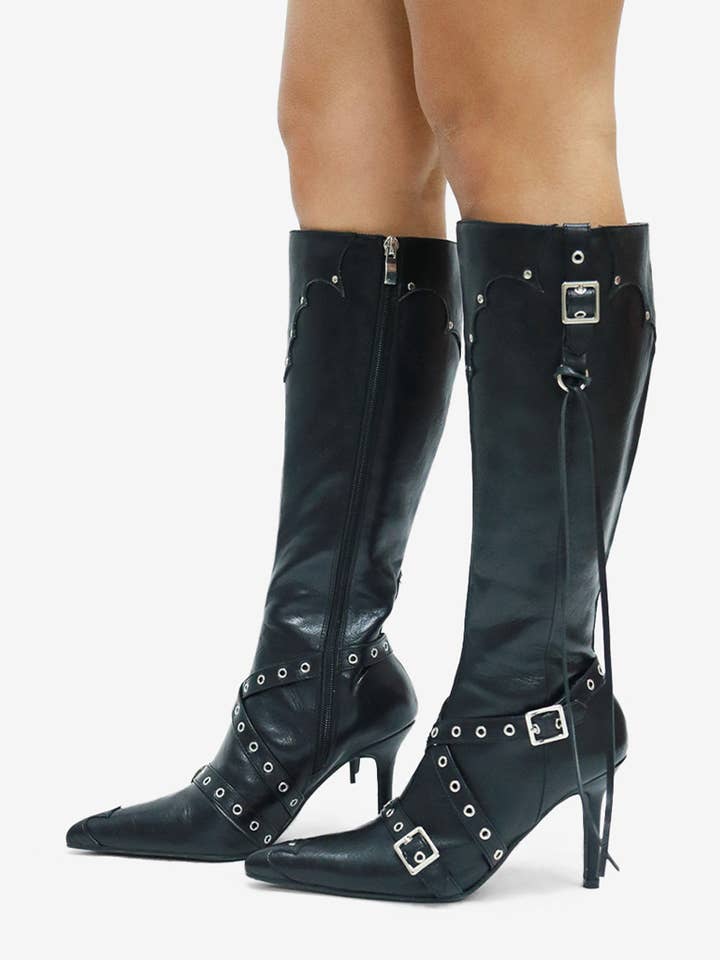Lemonade Shoes - Wholesale Boots – Women’s - GUNNER - Western Stiletto Boots w/ Studs25