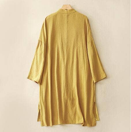 Whisper Mint - Wholesale Dress - Women's - Cotton linen women's literary retro mid-length shirt dress1