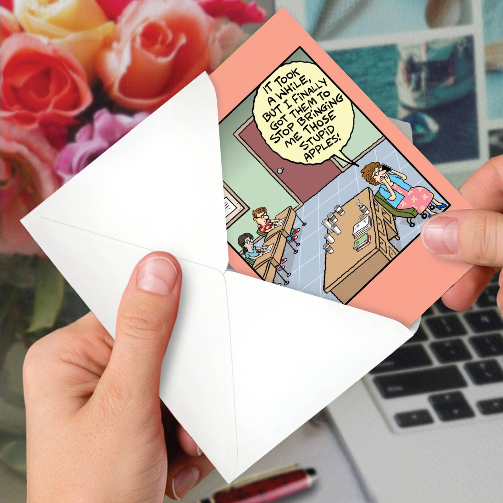 NobleWorks - Wholesale Teacher/Back-to-School Card - 1 Funny Teacher Thank You Card - Stupid Apples - NobleWorks3