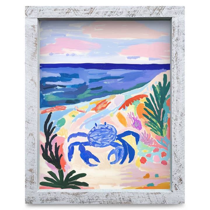 Cangrejo Azul Adorable | Impresión de Arte en Pared con Marco de Madera Real para venta al por mayor de Mill Wood Art