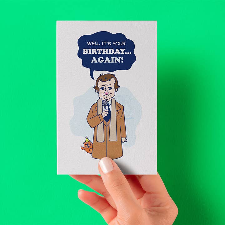 Nun ist es wieder dein Geburtstag! Murmeltiertag Grußkarte für den Großhandel von Geeky Little Monkey