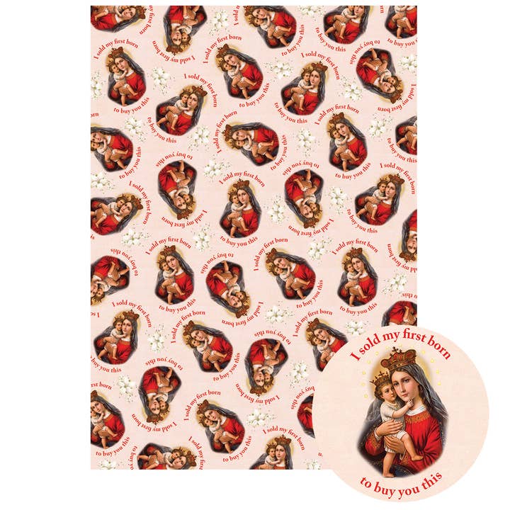 I Sold My First Born Gift Wrapping Paper (Roll of 3 Sheets) for wholesale by Smitten Kitten