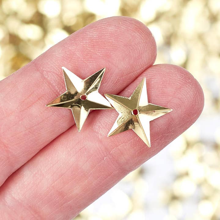 Factory Direct Craft - Vendita all'ingrosso Attrezzature per lavoretti e fai da te - Paillettes a forma di stella dorata da 1/2" (Confezione di circa 200 piccole stelle)1