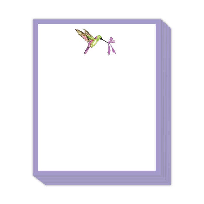 Handpainted Green and Purple Hummingbird Stack Pad for wholesale by RosanneBeck Collections