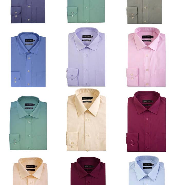 Double Two Long Sleeve Cotton rich Shirt Size 18.5 to 23 in 12 Colours for wholesale by Brooklyn Big & Tall