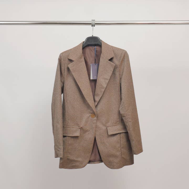 Classic checkered blazer in stretch material TDM55320-8 for wholesale by Cecile Wang