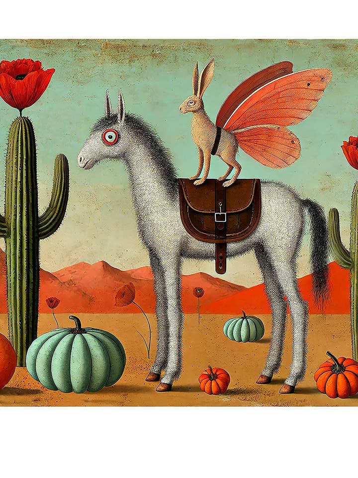 Whimsical Animal Art Print, Horse Illustration, 12x13 for wholesale by Thistle and Tale Press