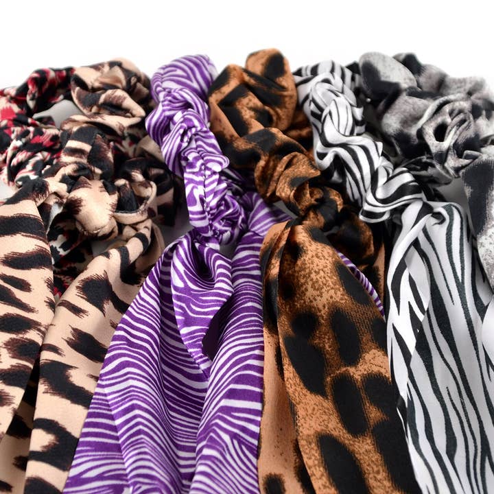 Selini New York - Vente Chouchou – femme - 12pc Impression Animale Chouchou Ruban Cravate Cheveux6