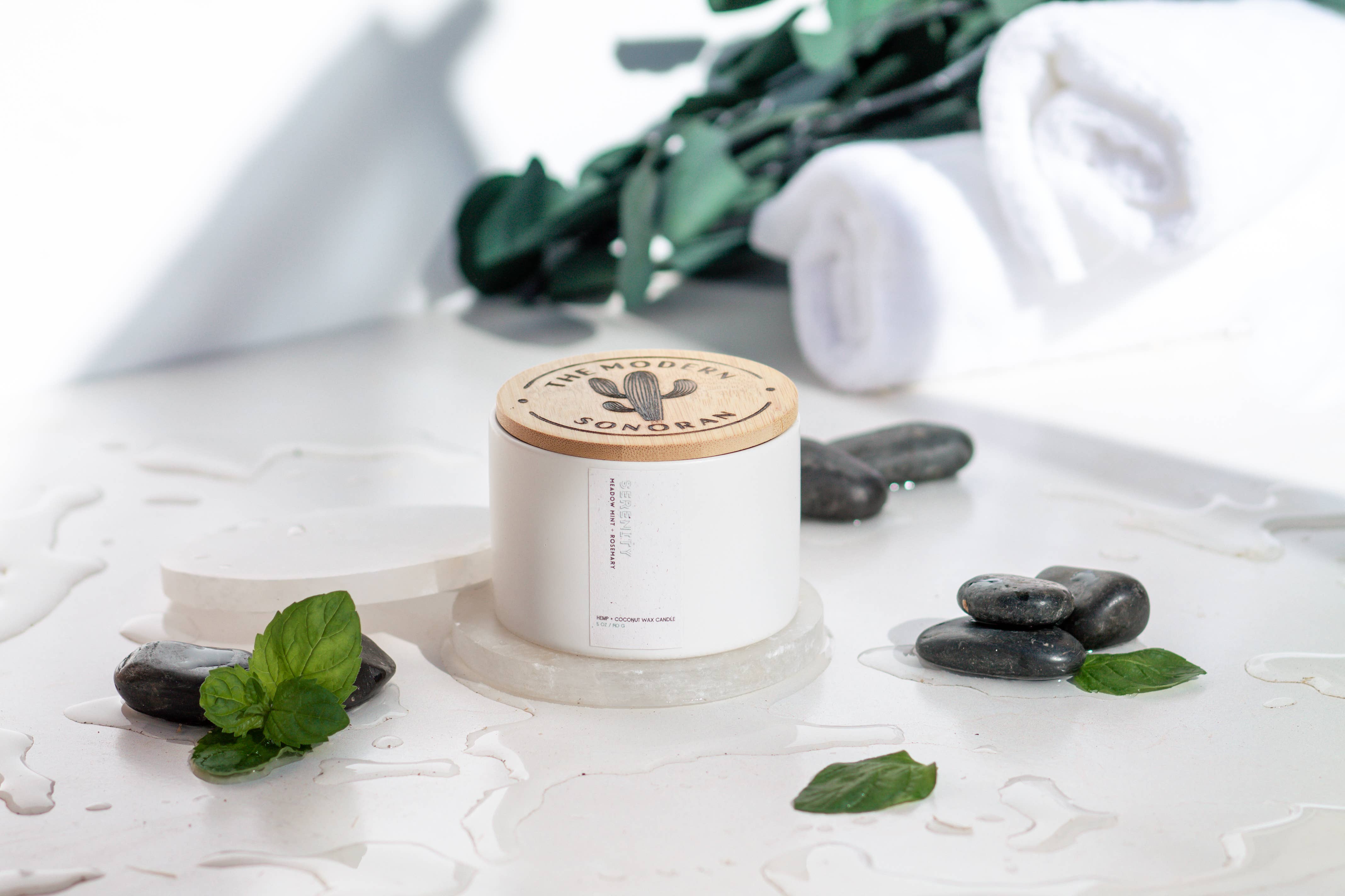 The Modern Sonoran – Großhandel Kerze im Glas / gefüllte Kerze – Gelassenheit: Erfrischende Minze Ruhiger Luxus Hanf Spa-Kerze7