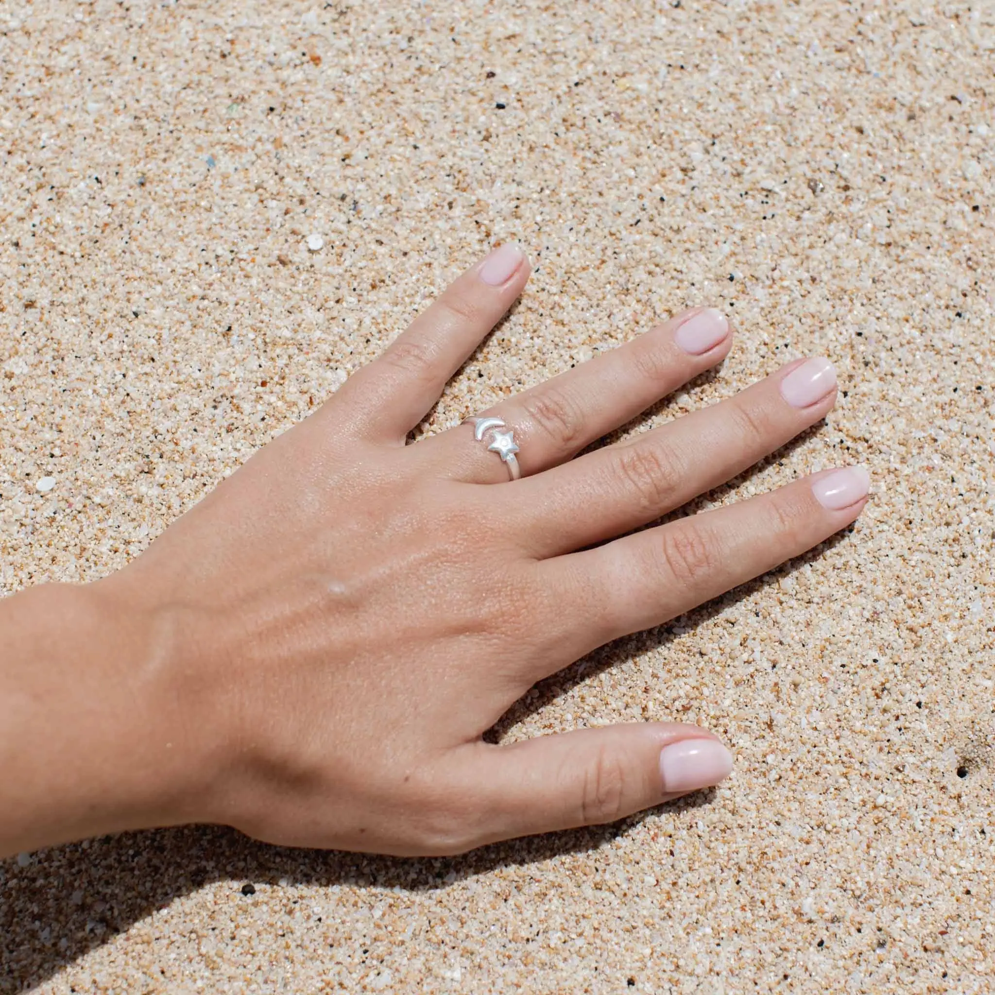 Pineapple Island - Vendita all'ingrosso Anello midi/a fascia - Anello regolabile con luna e stella2