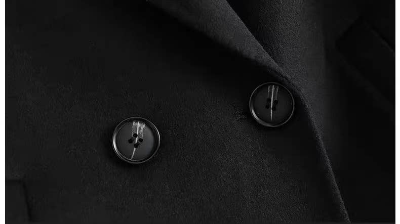 SY297 Mid-Length Women's Black Double-Faced Wool Coat for wholesale on Faire4