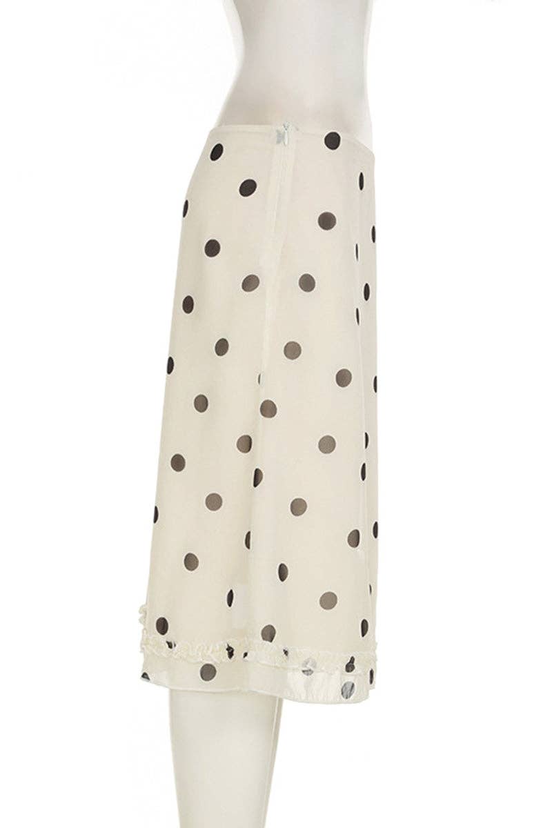 BEIGE Polka Dot Midi Skirt for wholesale on Faire3