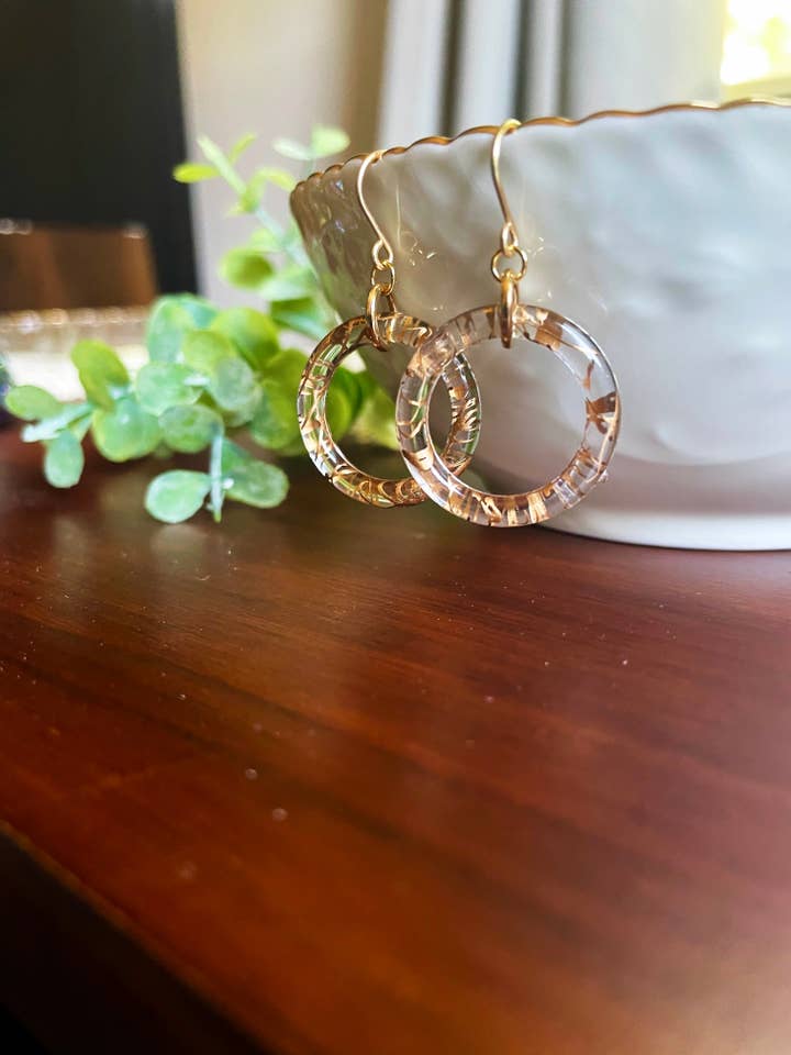 I AM WHOLE Clear and Gold Hoop Earrings for wholesale by Hamrick Avenue