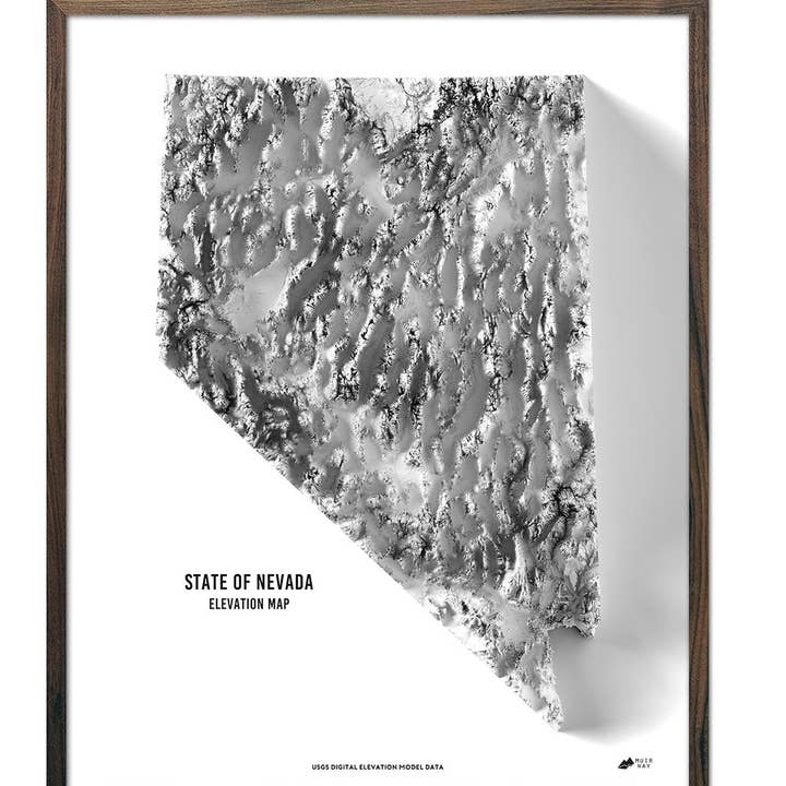 Nevada Elevation Map for wholesale by Muir Way