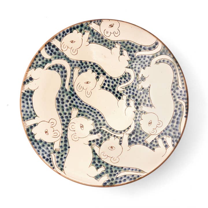 Green Cubs Ceramic Serving Plate for wholesale by KILIIM