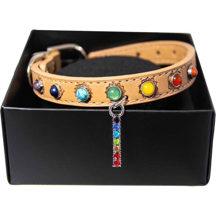 Kheops International - Wholesale Pet Collar - Dog - Vegan Leather Dog Collar - 7 Chakras - Large (Each)2