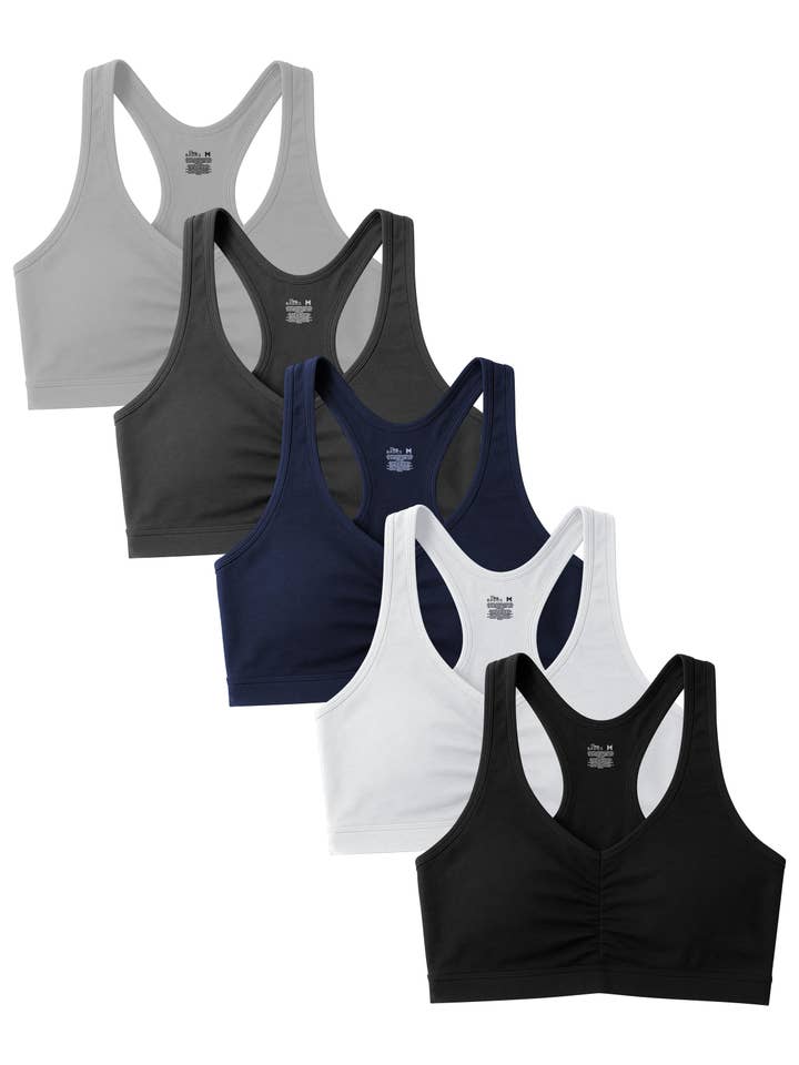 I-Wear Brands - Wholesale Sports Bra - Women's - 5 Pack Women's Cotton Racerback Pull-Over Sports Bra