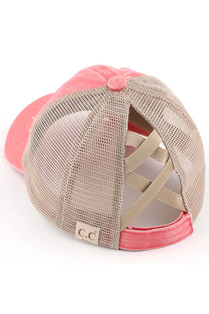 Hana - Venta al por mayor Gorras de béisbol - Niños - Gorra de poni cruzada con banda elástica de mezclilla lavada para niños de C.C23