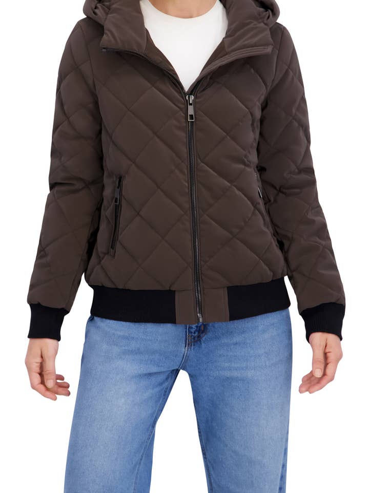 Blouson aviateur matelassé en duvet de carbone pour la vente par Ookie & Lala / O&L