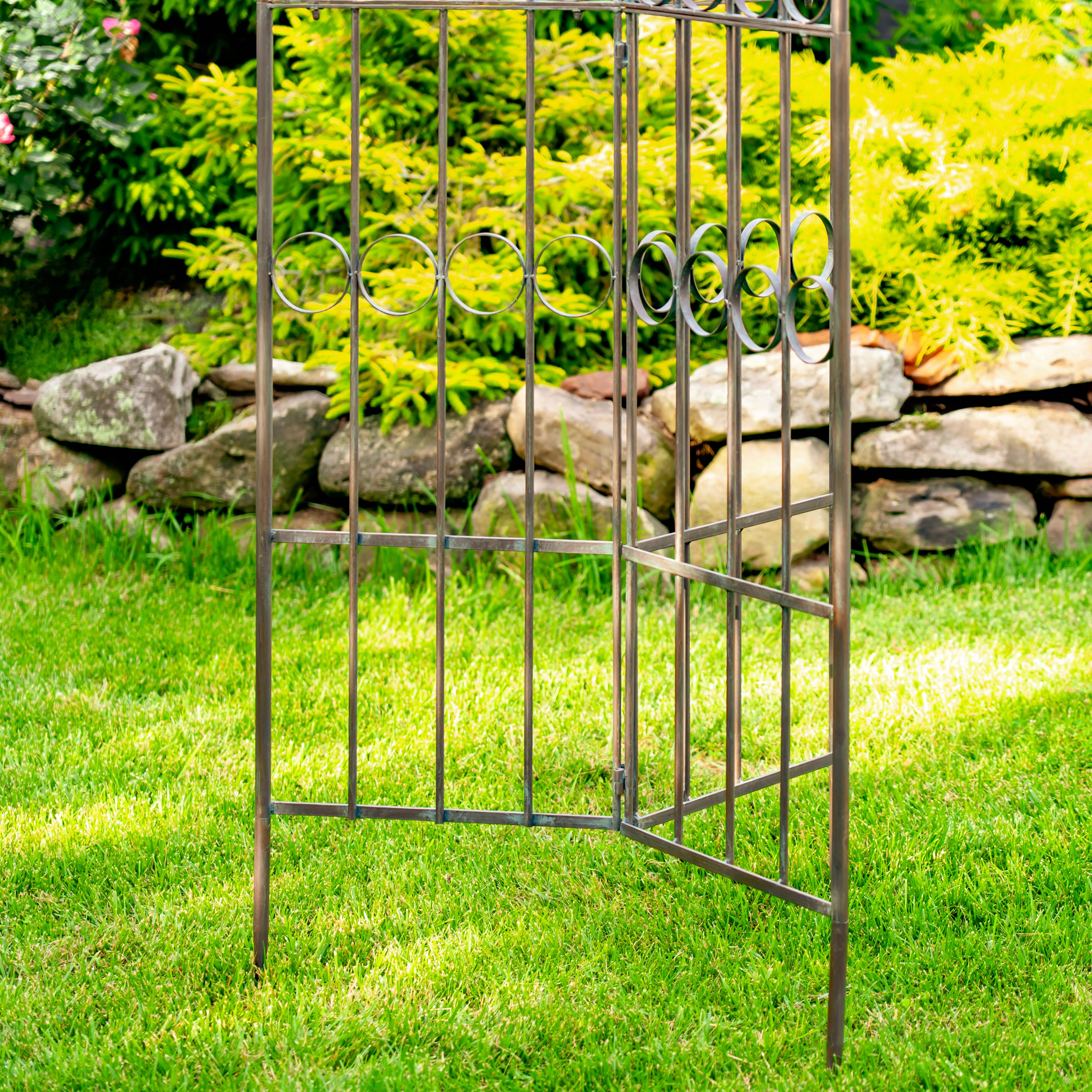 Zaer Ltd. International - Wholesale Trellis - Three Wall Iron Trellis with Fleur-de-lis "Paris 1968" -7.7'3