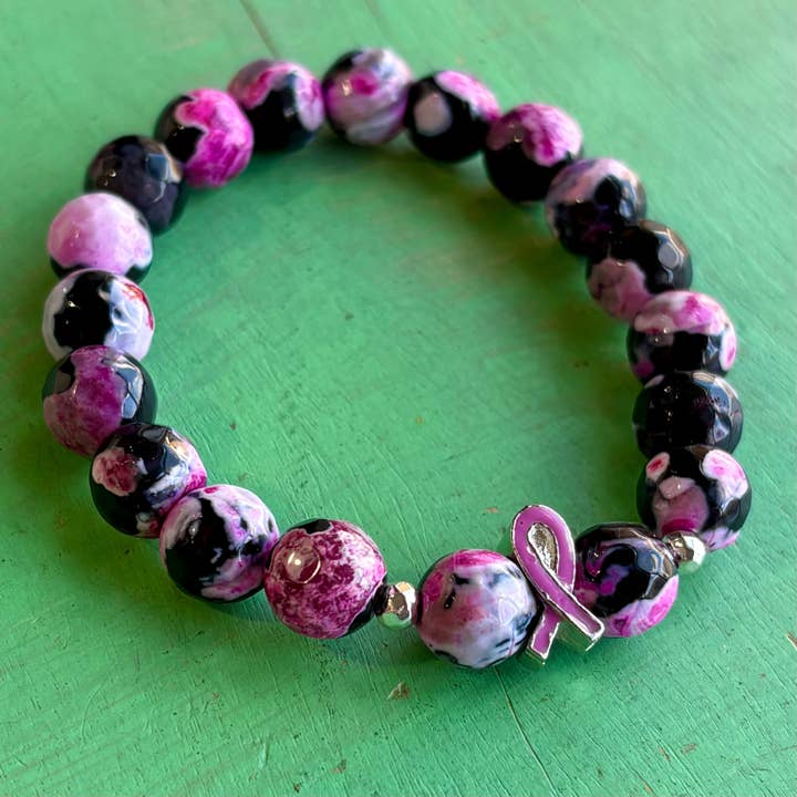 Black and Pink Breast Cancer Awareness Bracelet for wholesale by Love and Honor Jesus LLC