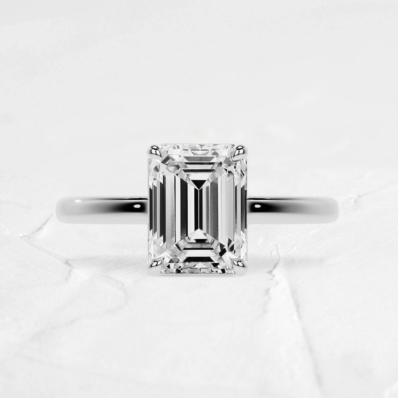 DJOYR - Wholesale Engagement Ring - 1.5CT Hidden Halo Emerald Moissanite Ring in 925 Silver0