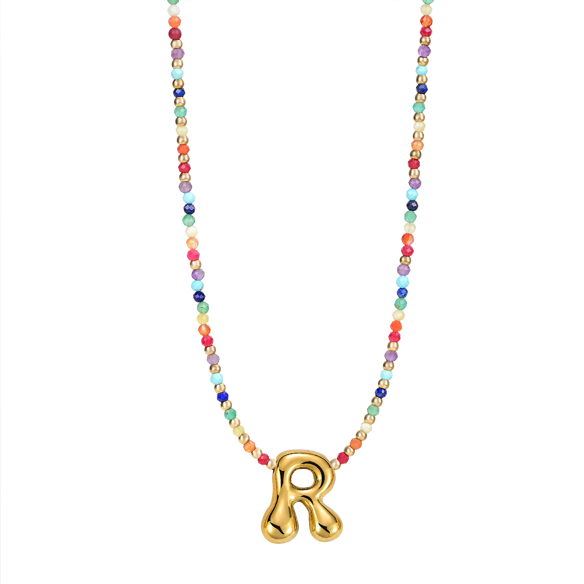 Cape Diablo – wholesale Pendant/charm necklace – Rainbow Bubble Letter Initial Necklace for Valentine's24