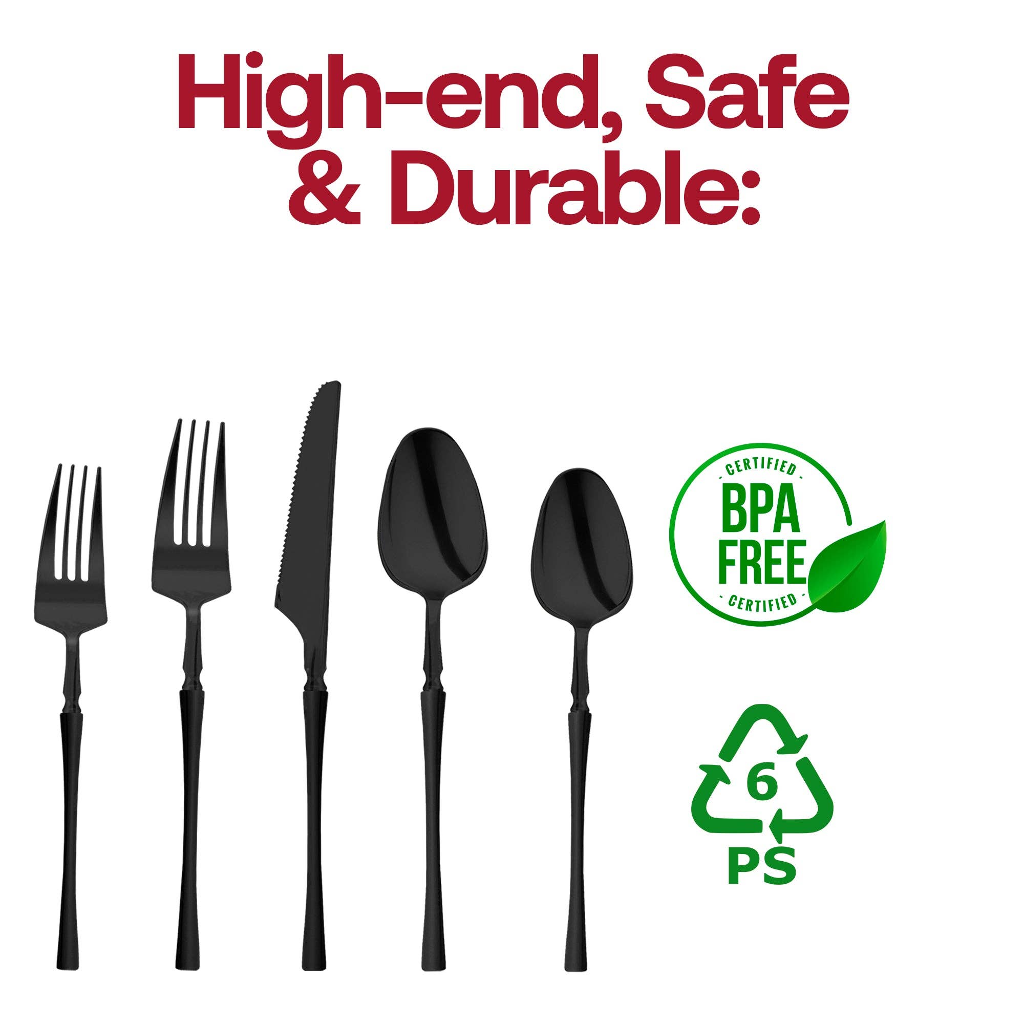 Smarty had a Party - Wholesale Assorted Cutlery Set - Black Moderno Plastic Cutlery Set - 20 Guests3