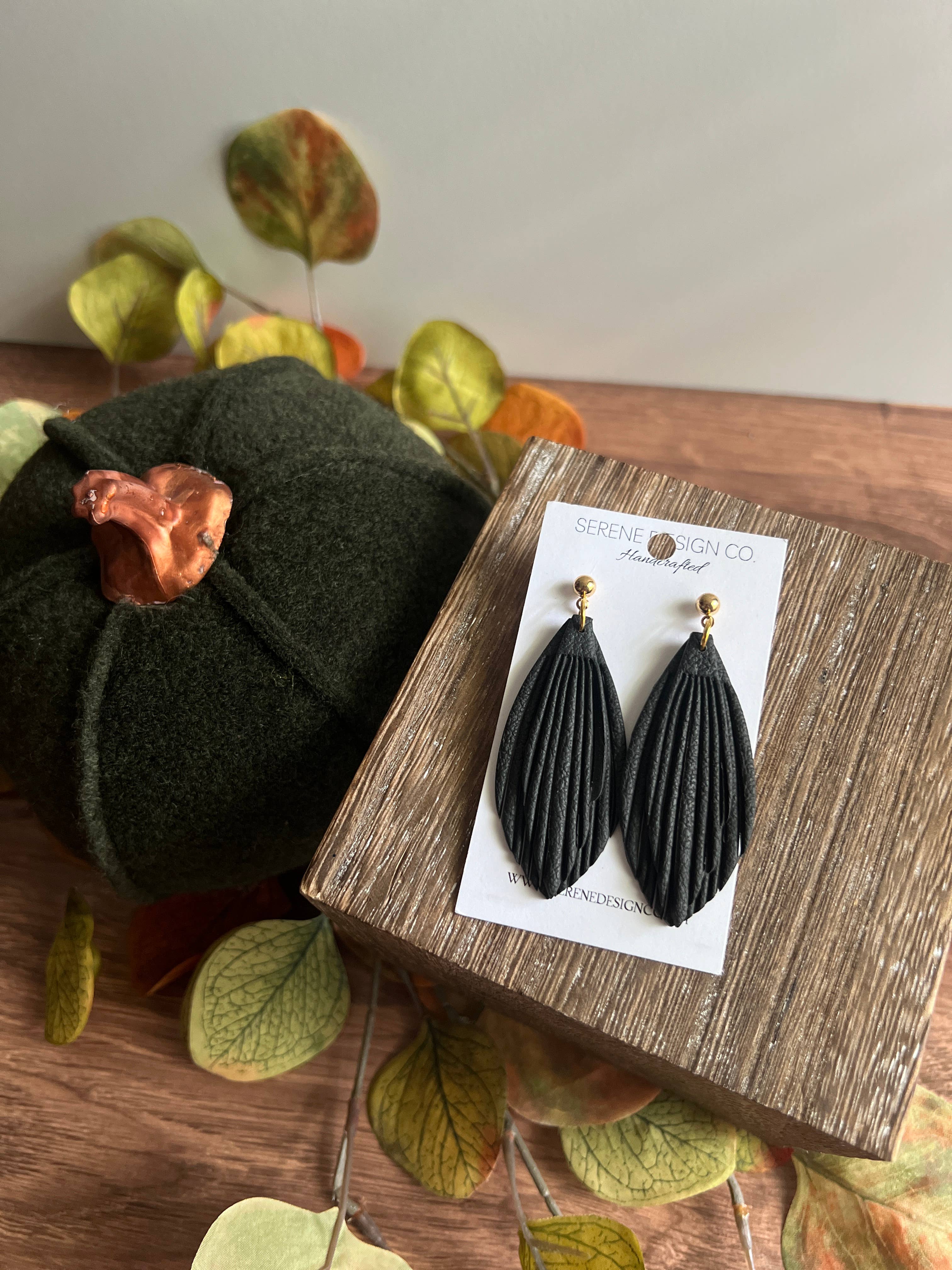 Serene Design Co. - Wholesale Dangle Earrings - Leather Dupe Fringe Statement Earrings1