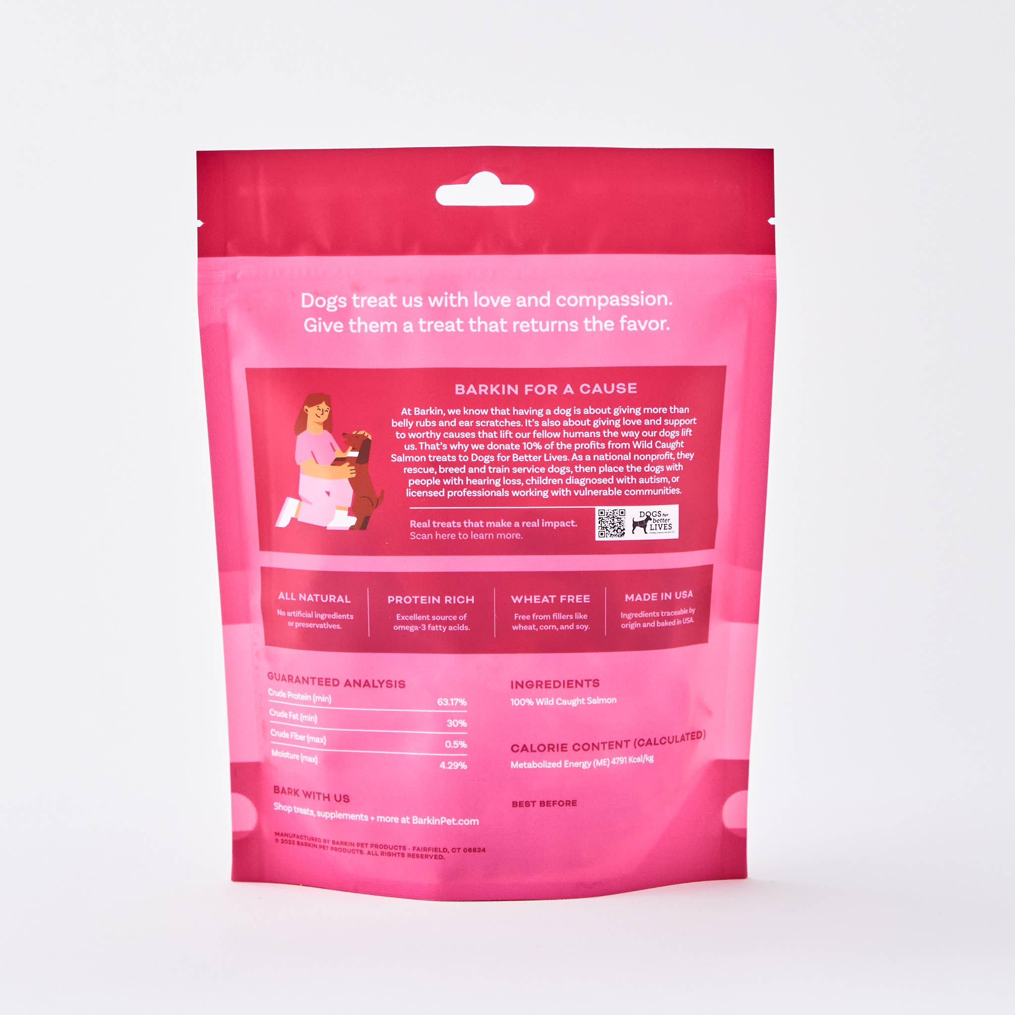 BARKIN - Wholesale Pet Treats - Dog - FREEZE DRIED WILD CAUGHT SALMON SINGLE INGREDIENT TREATS 3oz1