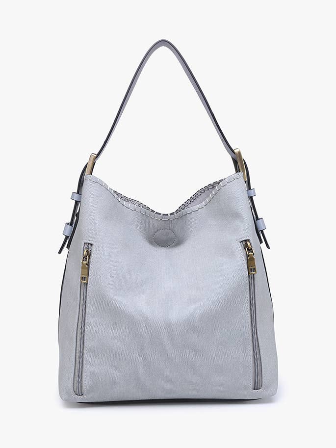 M1816AFCN Alexa Faux Canvas Hobo Bag w/Dual Zip Compartment for wholesale by Jen & Co.