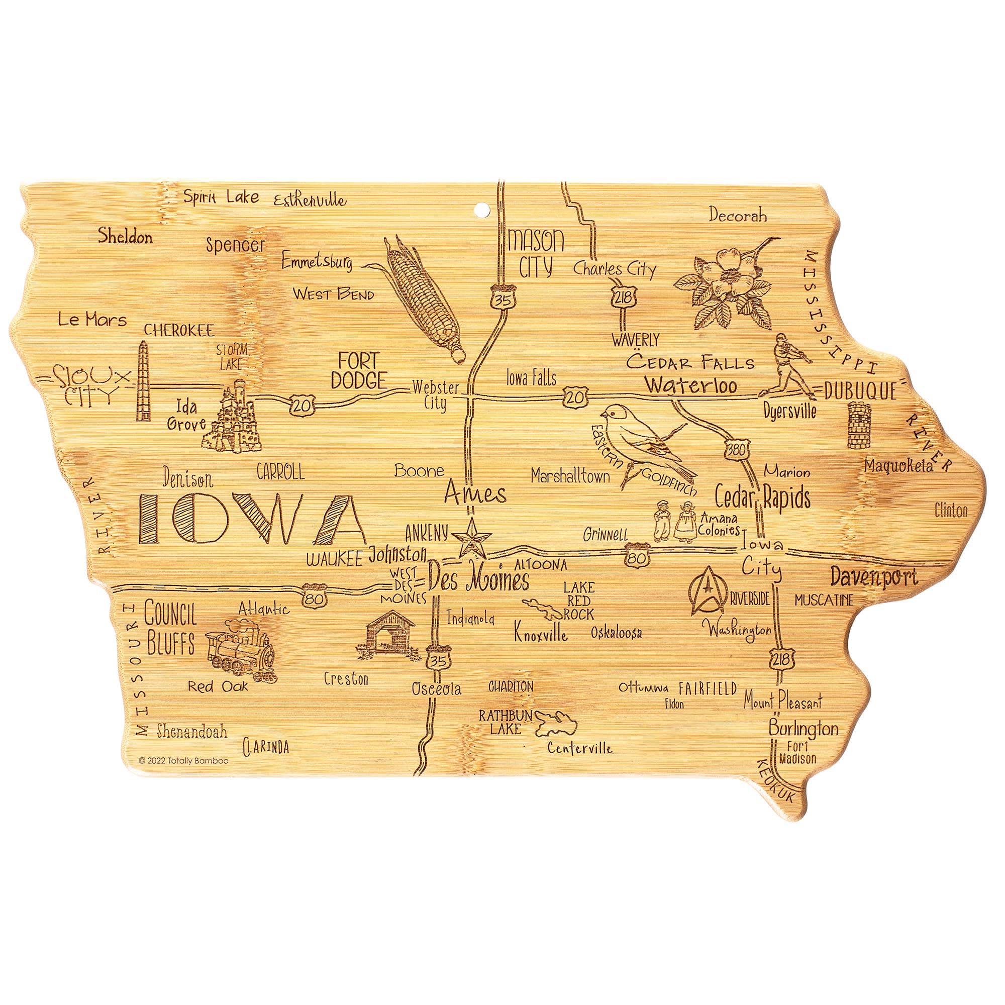 Totally Bamboo - Wholesale Cutting Board - Destination Iowa Cutting Board with Engraved Artwork1