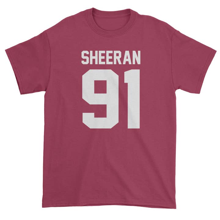 T-shirt d'anniversaire Sheeran 91 Jersey Style pour homme pour la vente par Ferocitees