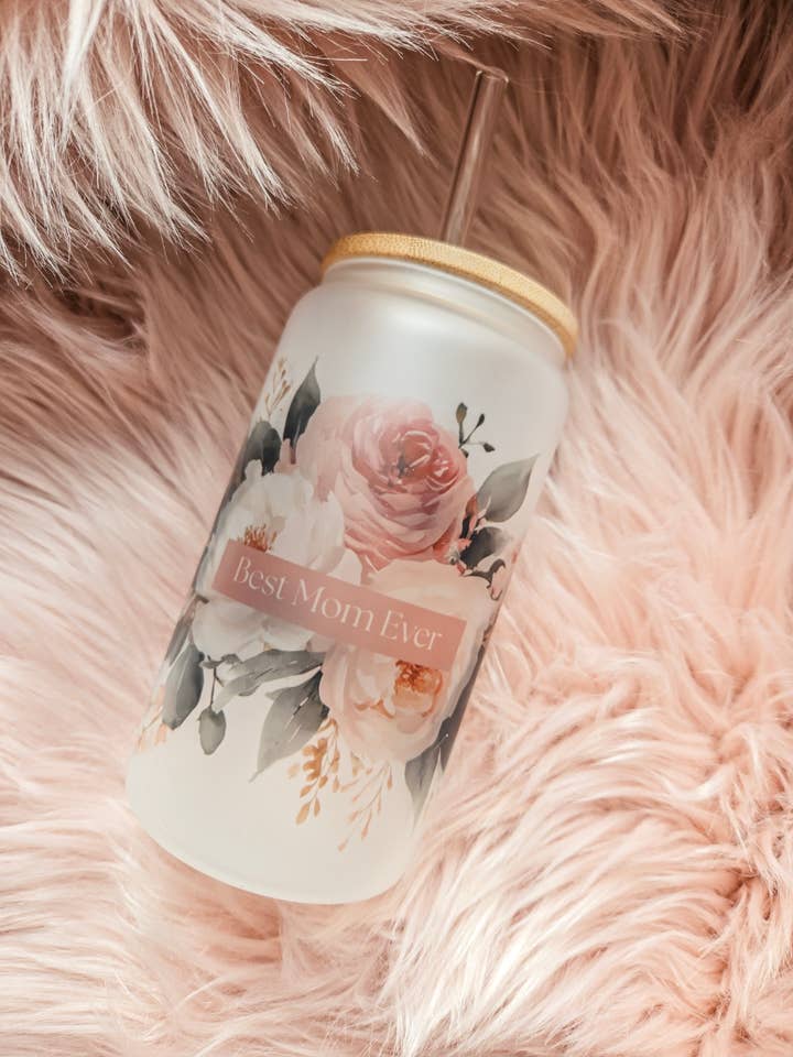 Best Mom Ever Glass Cup for wholesale by Lotus & Lace Designs