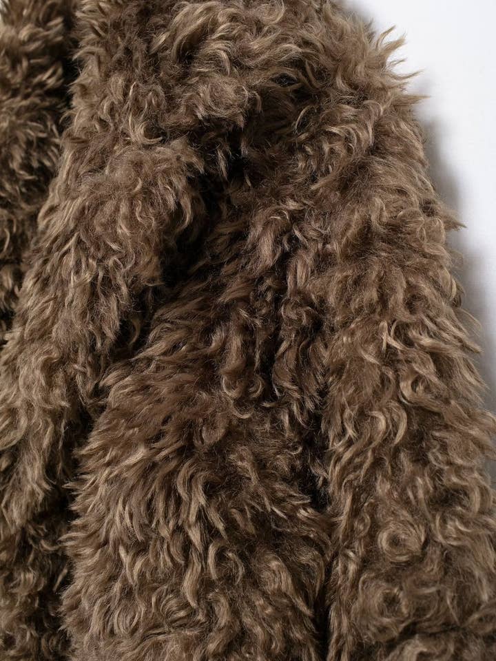 Rich Brown Cozy Faux Fur MidLength Coat Autumn 2025 for wholesale on Faire9