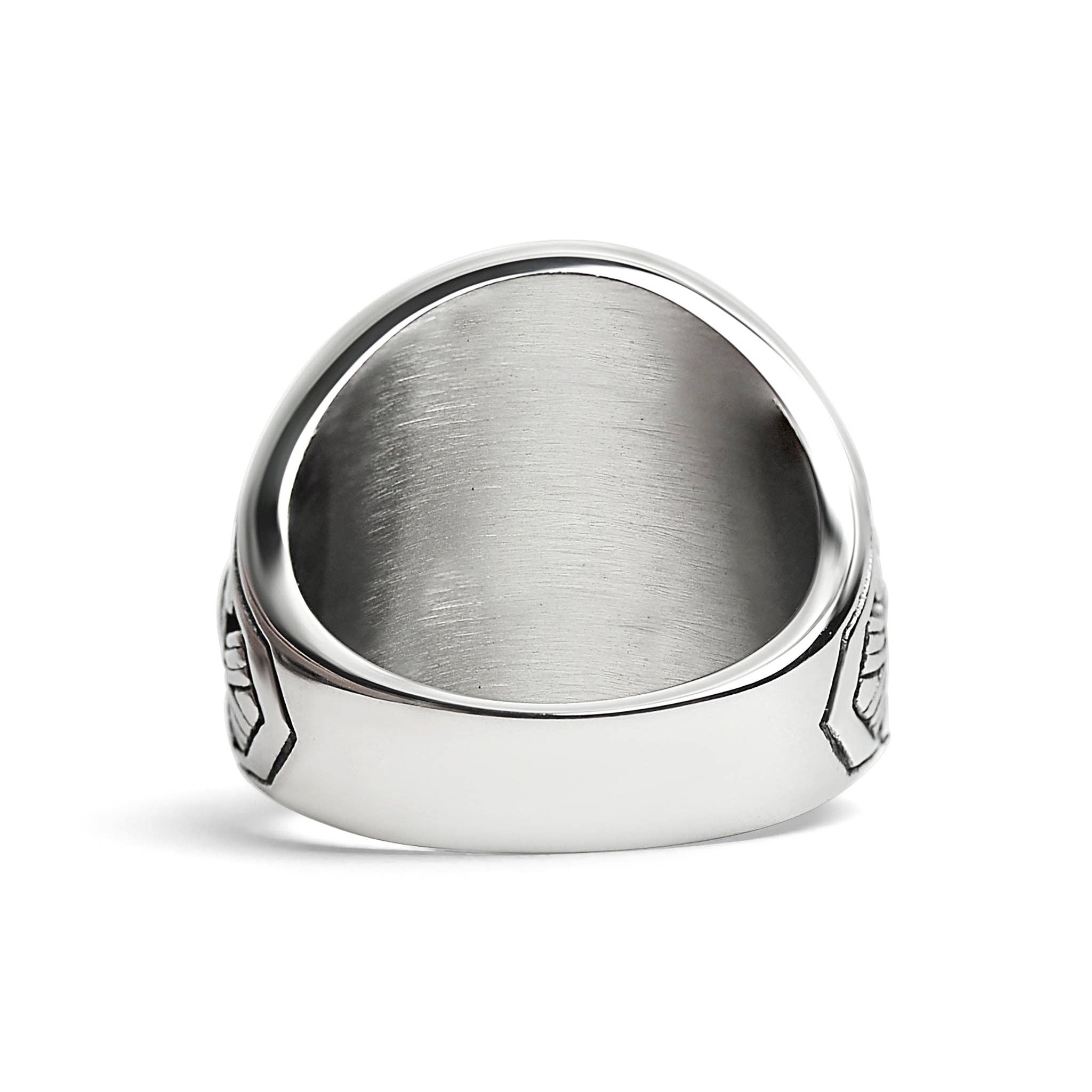 WJW – Großhandel Cocktail-/Statement-Ring – United States Army Edelstahlring mit rotem Mittelstein2