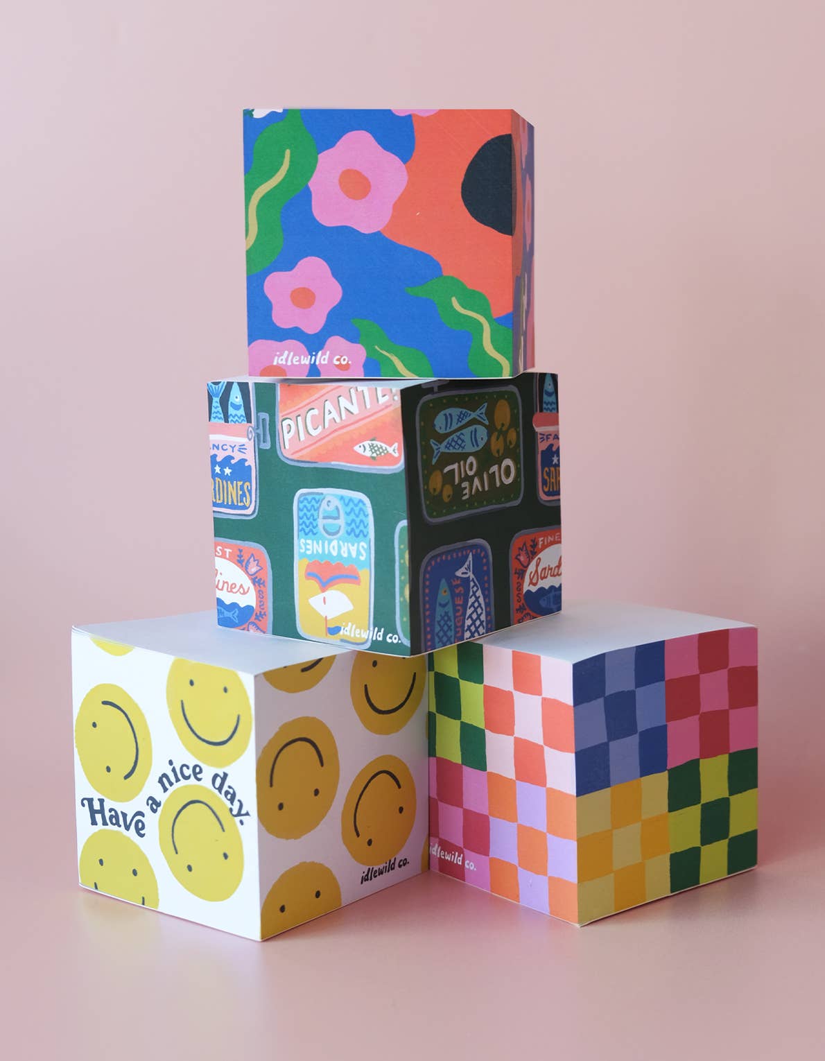 Idlewild Co. - Wholesale Sticky Notes - Rainbow Check Sticky Note Cube1