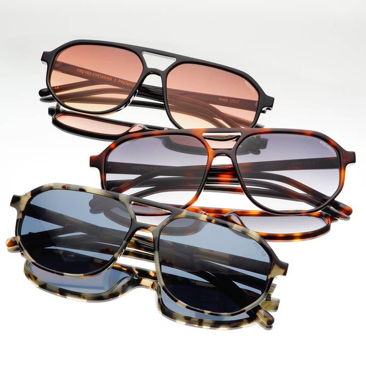Gray Tortoise Fenix Acetate Unisex Aviator Sunglasses for wholesale on Faire