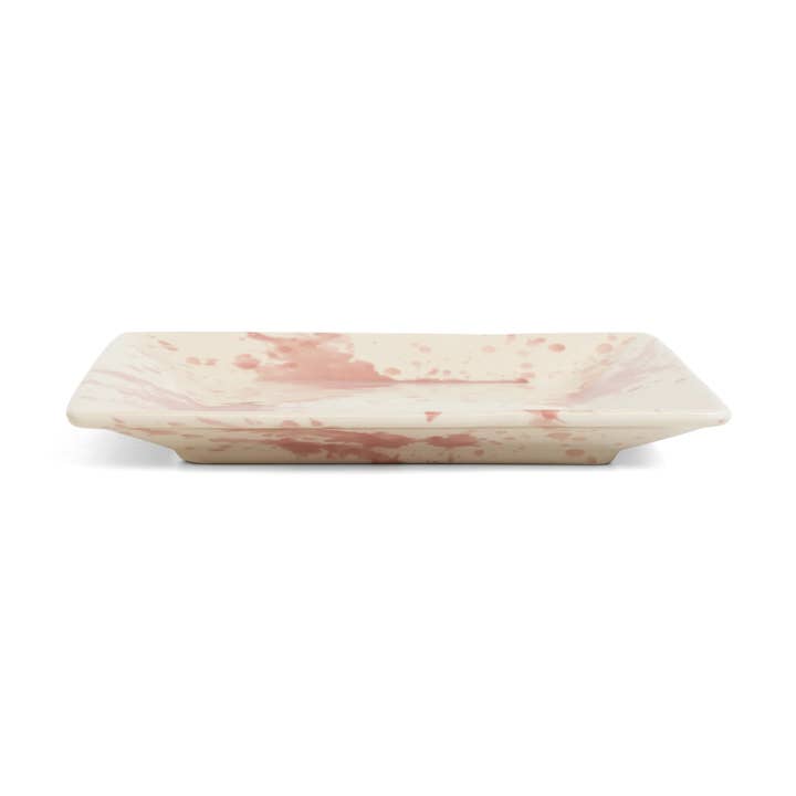 ABS Pottery – wholesale Dinner plate – Square Plate Rose Splatter1