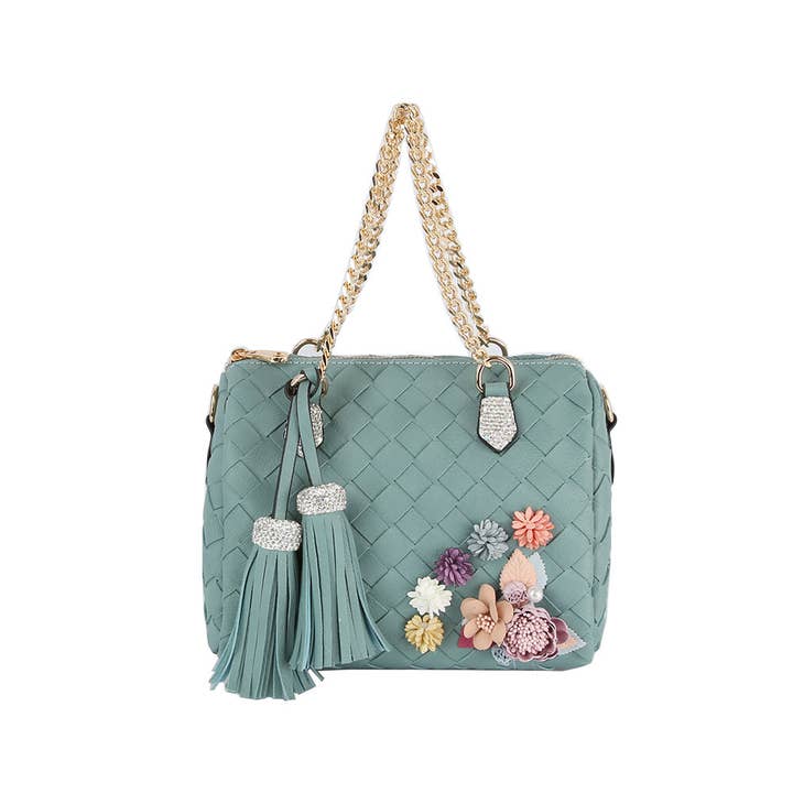 Handbag Factory Corp - Wholesale Shoulder Bag - Women's - Raised Floral Woven Shoulder Bag