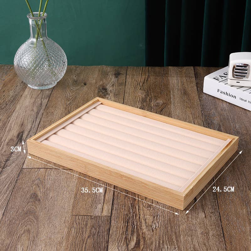 Zakka - Wholesale Jewelry Stand & Display - Premium High Quality Jewelry Display Tray Beige Velvet2