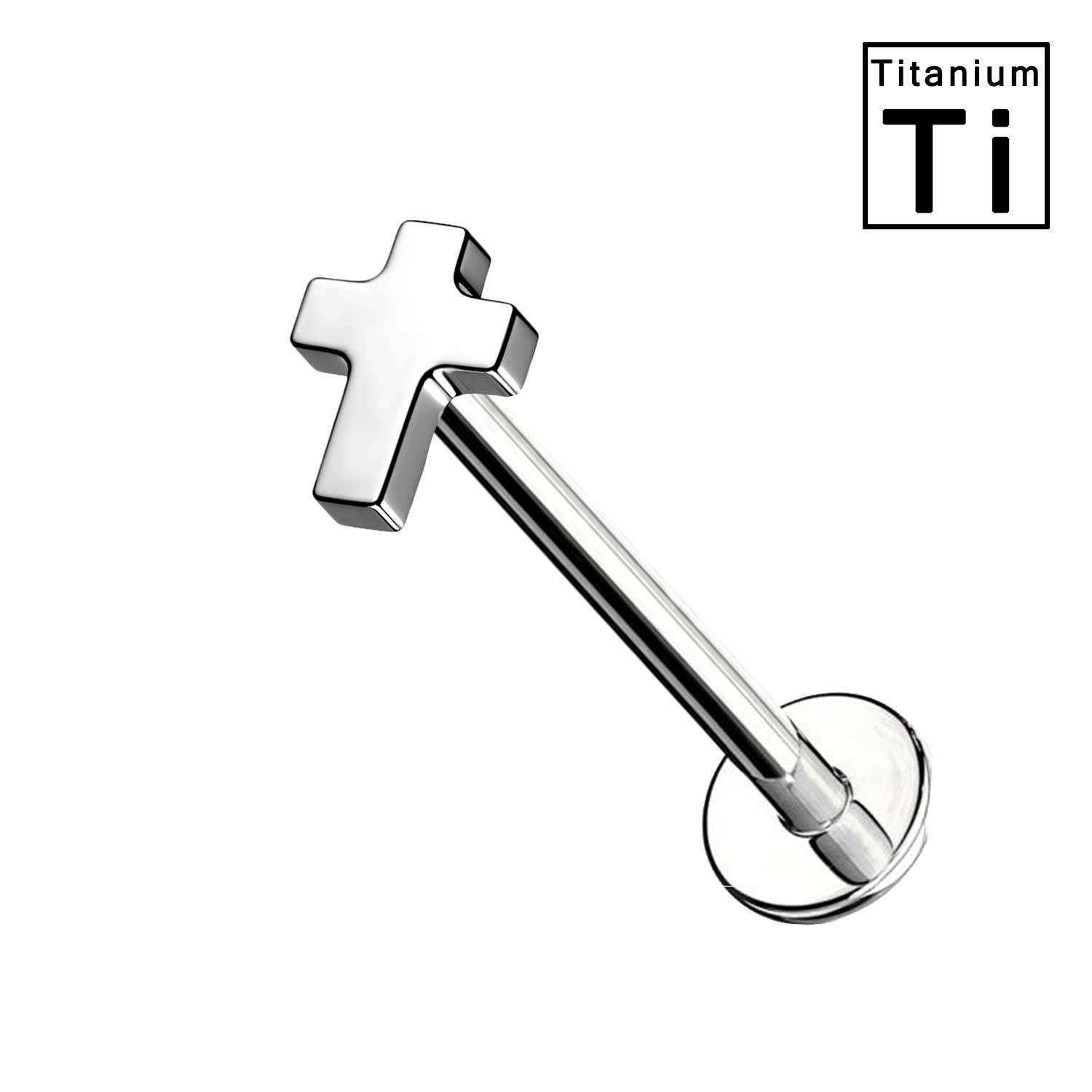 Awaken - Venta al por mayor Piercings de labios - Piercing tipo labret de titanio en forma de cruz PWC-0580