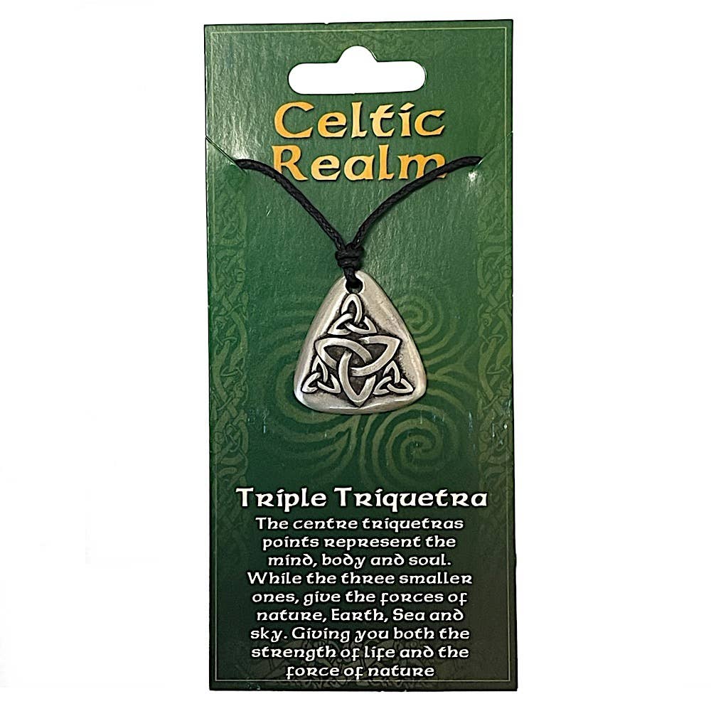 Myth & Magik - Silver Jewellery Cavern Wholesale - Wholesale Pendant/Charm Necklace - Triple Triquetra Pewter Pendant Necklace -(USA-DDP)0